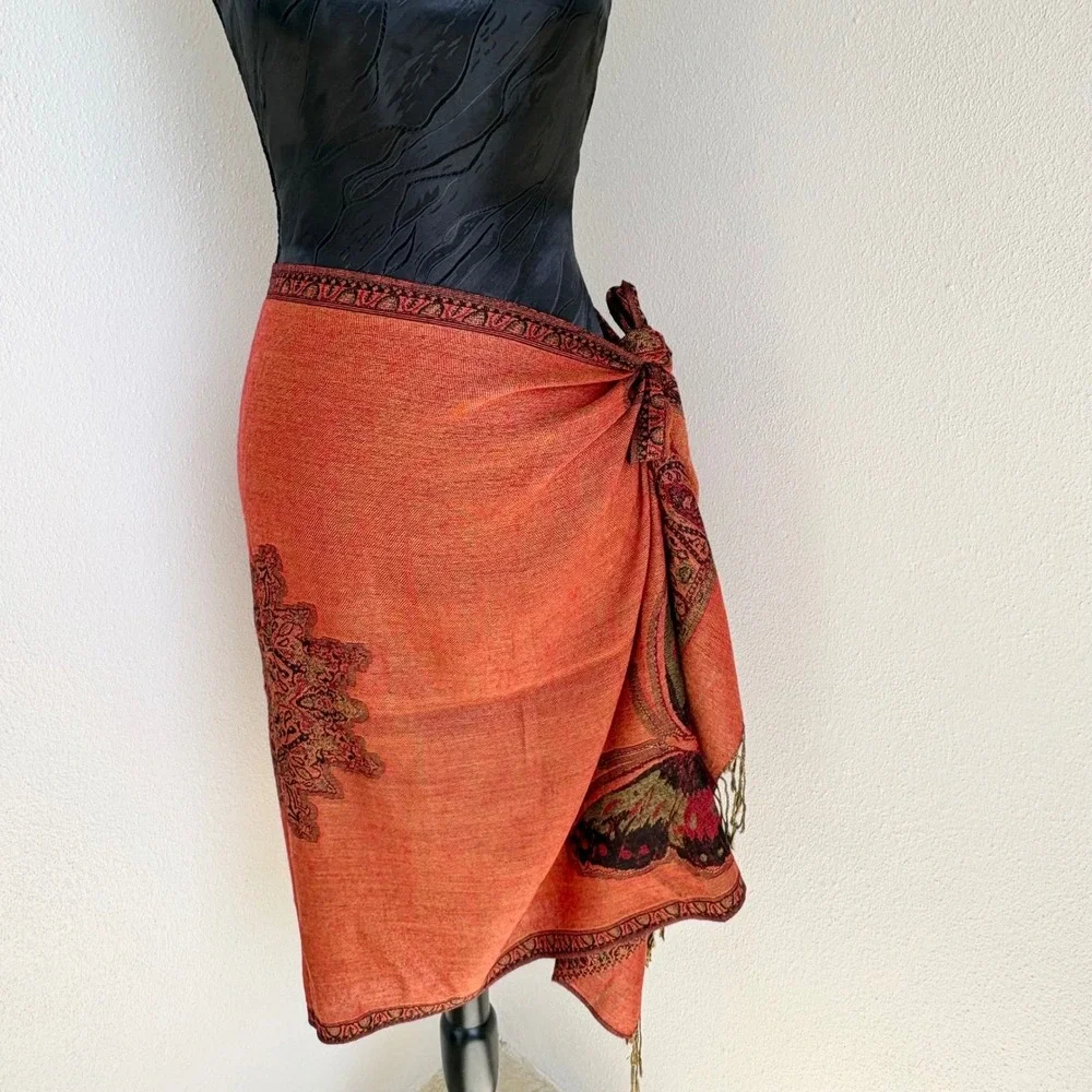 Pashmina Reversible Butterfly Paisley‎ Silk Blend Wrap Scarf, Women OS Boho